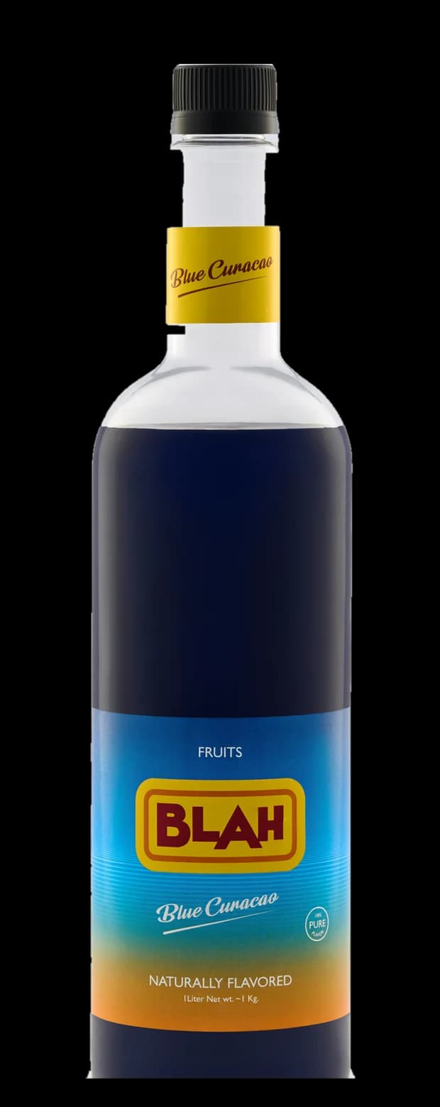 Blah Blue Curacao 1-liter syrup bottle