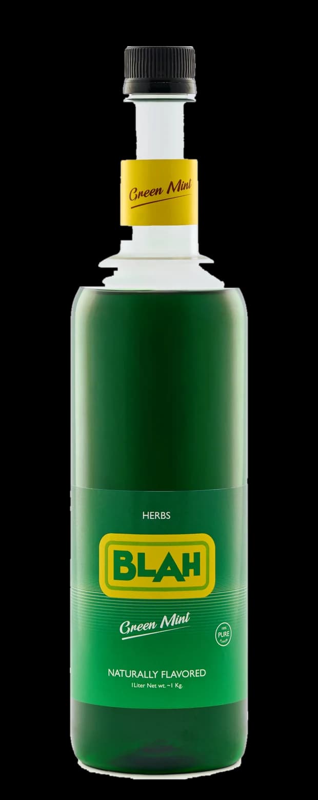 Blah Green Mint 1-liter syrup bottle