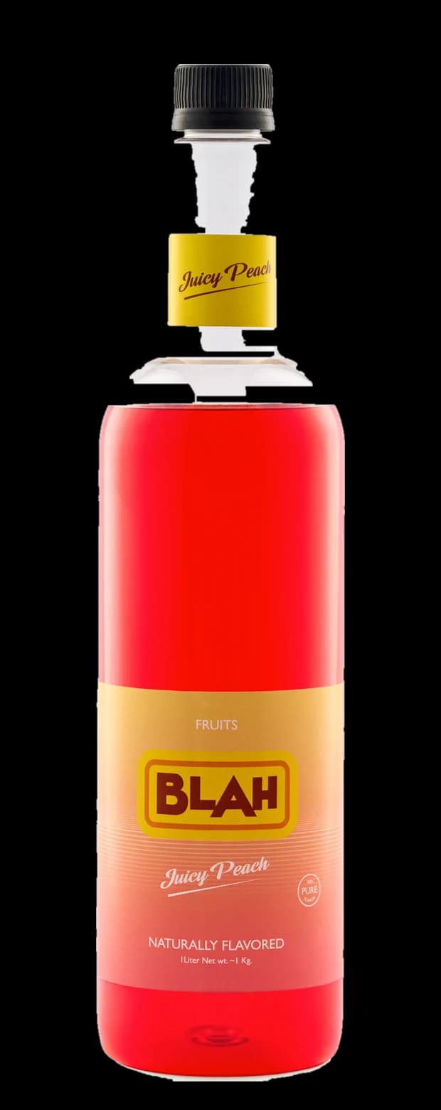 Blah Juicy Peach 1-liter syrup bottle