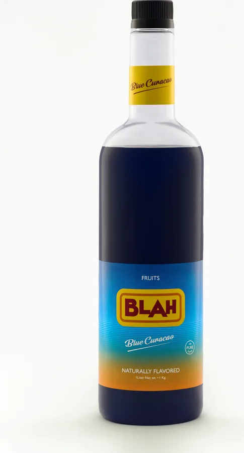 Blah Blue Curacao 1-liter syrup bottle