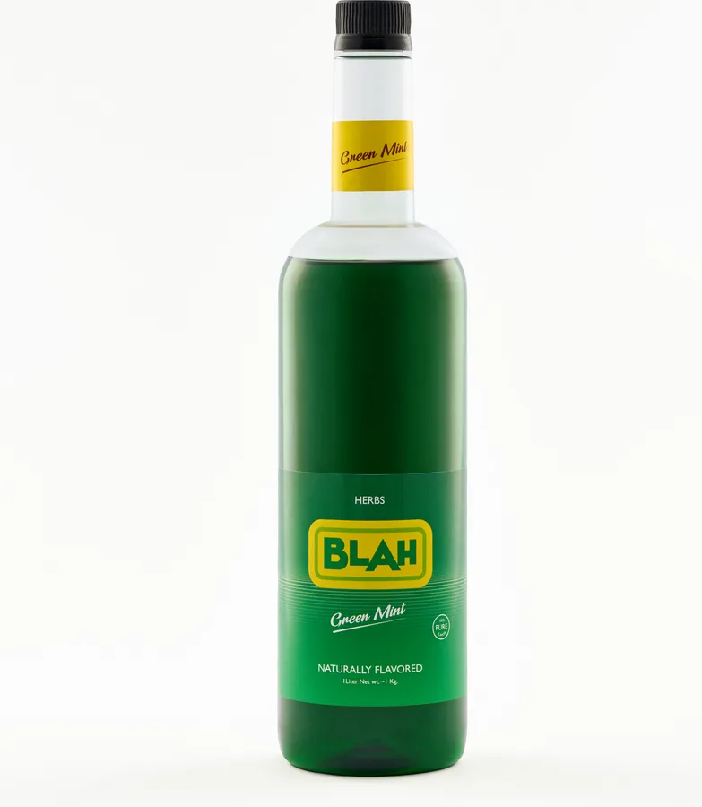 Blah Green Mint 1-liter syrup bottle