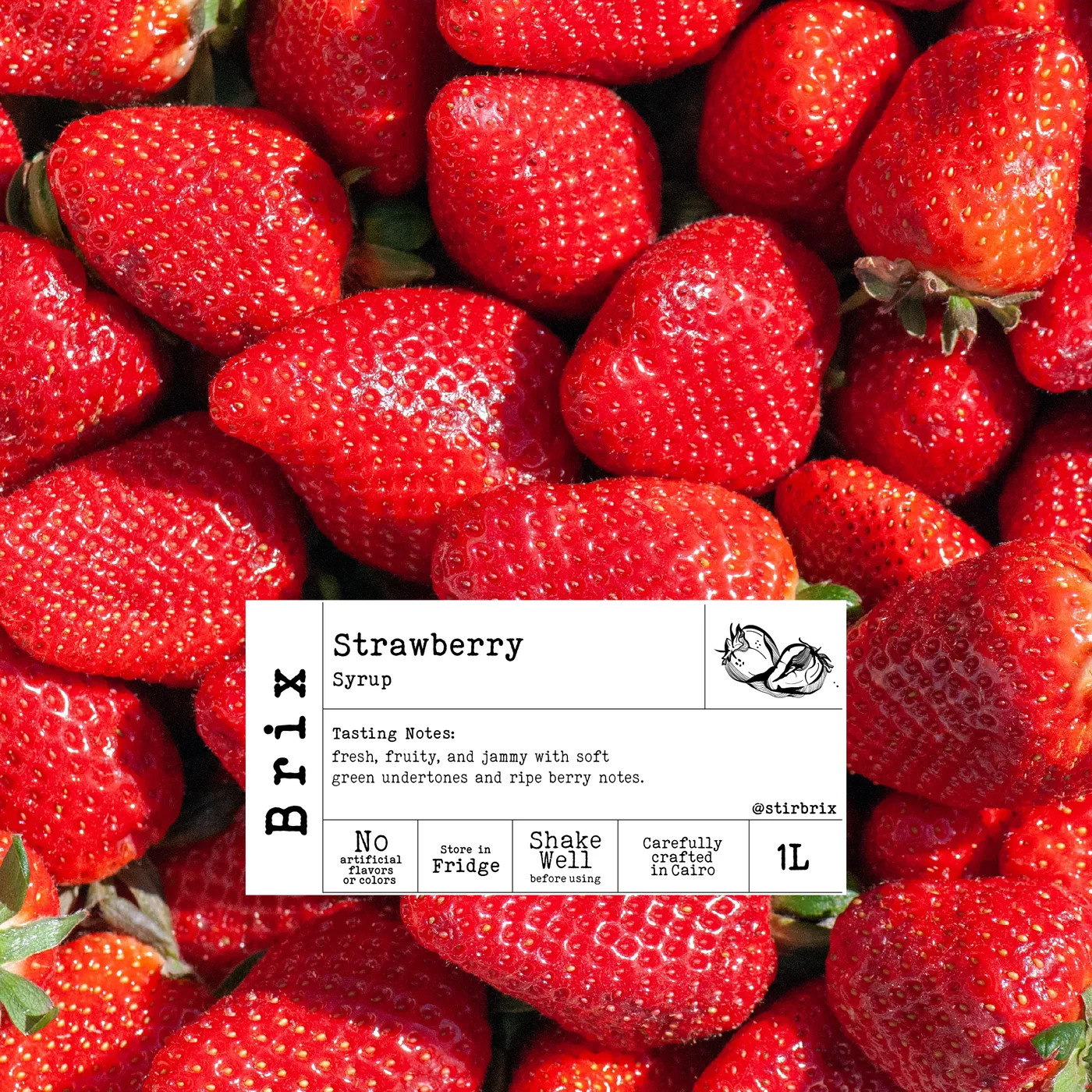 Macro detail of a fresh strawberry — the kind of real fruit Brix reduces into syrup